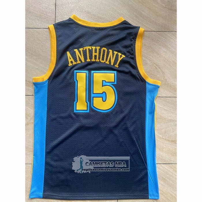 Camiseta Denver Nuggets Carmelo Anthony NO 15 Mitchell & Ness 2006-07 Azul